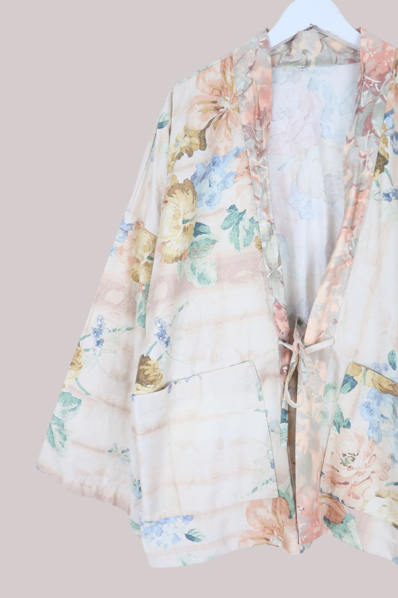 Emmeline Vintage Curtain Jacket in Watercolour Pastels
