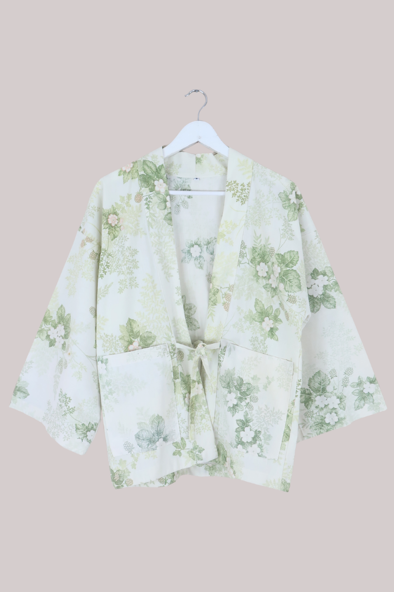 Emmeline Vintage Curtain Jacket in Wild Elderflower Green