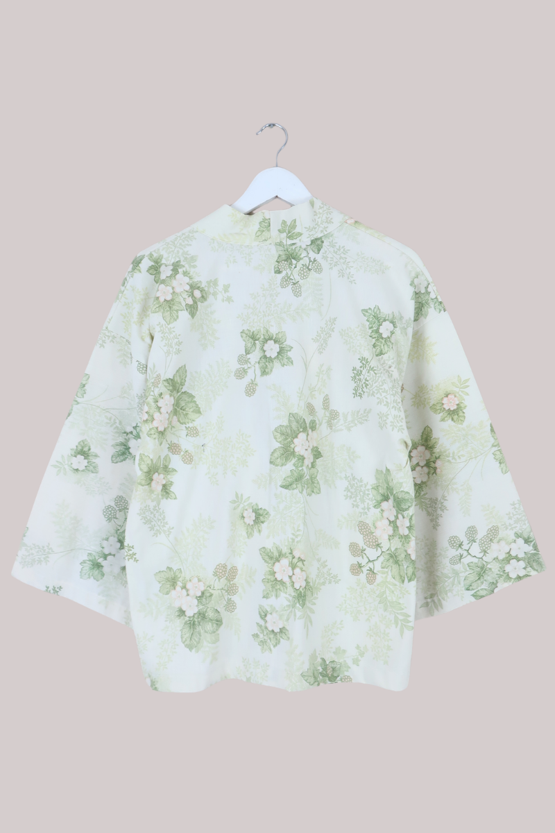 Emmeline Vintage Curtain Jacket in Wild Elderflower Green