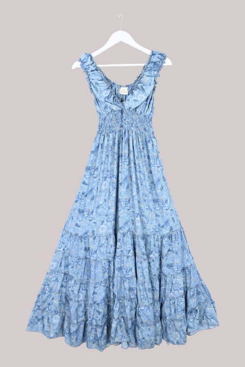 forget me not maxi dress Maisie Folklore Floral Maxi Dress in Forget-Me-Not Blue