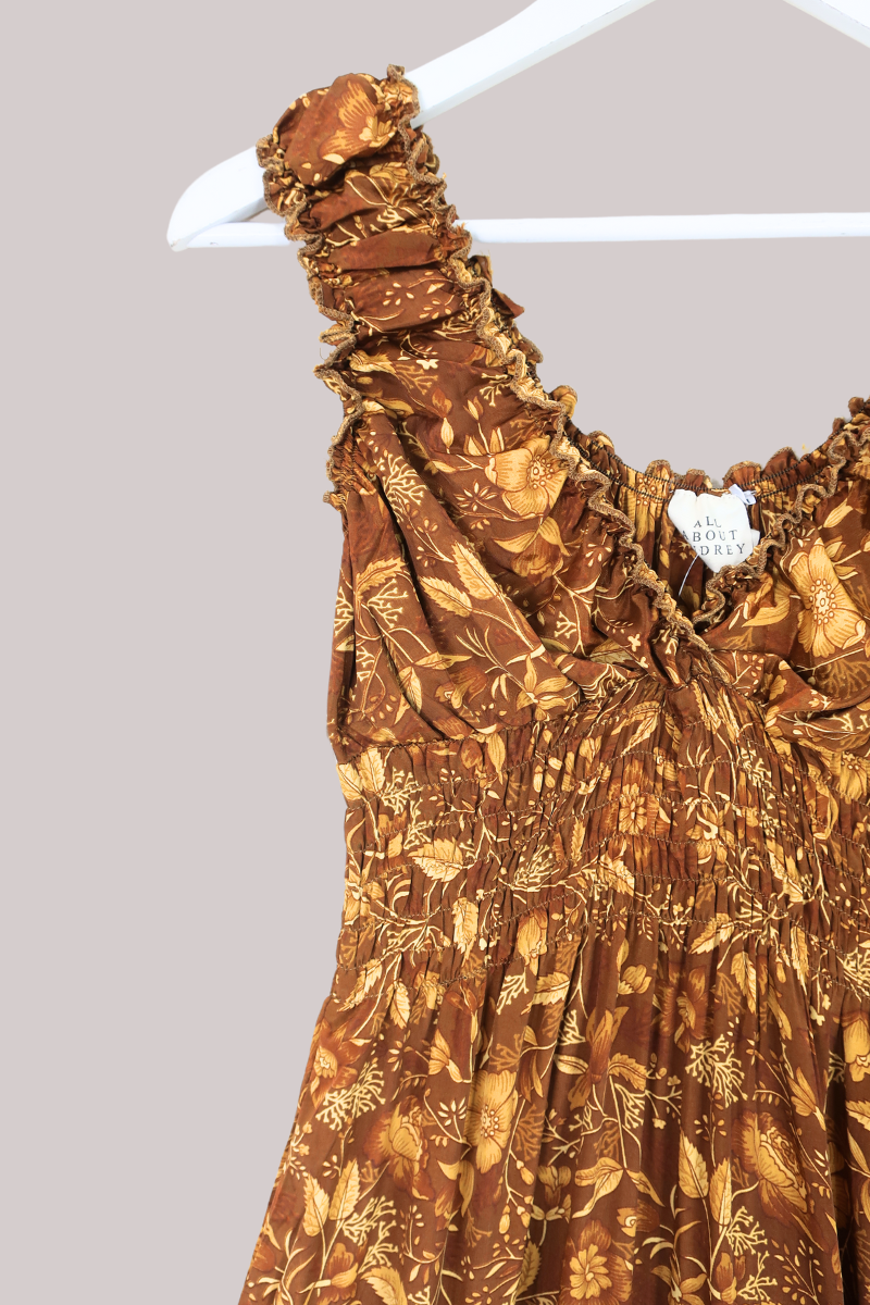 Maisie Folklore Floral Maxi Dress in Witch-Hazel Gold