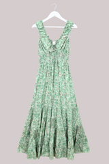Maisie Folklore Floral Maxi Dress in Bamboo Green