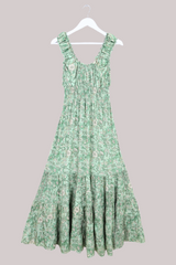 Maisie Folklore Floral Maxi Dress in Bamboo Green