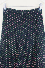 70's Vintage Skirt - Midnight Black with Sweet Berries - XS by all about audrey