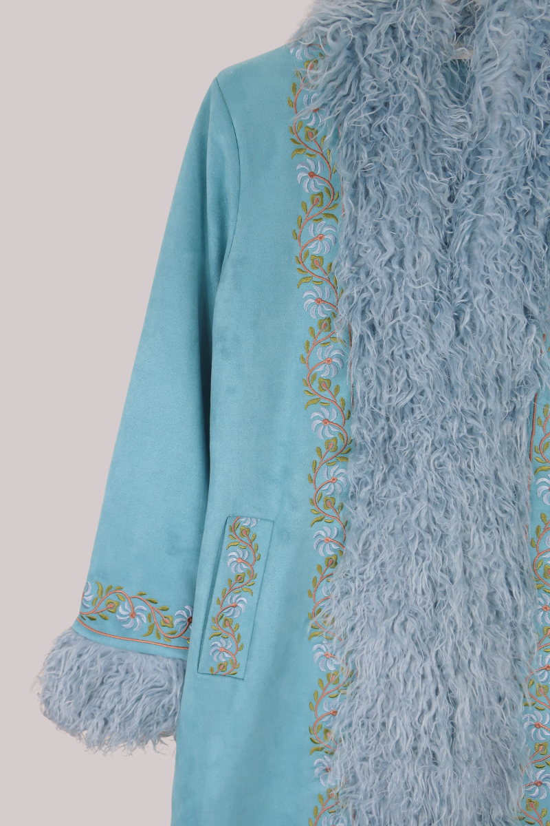 Fleetwood Embroidered Penny Lane Coat in Dreams Blue