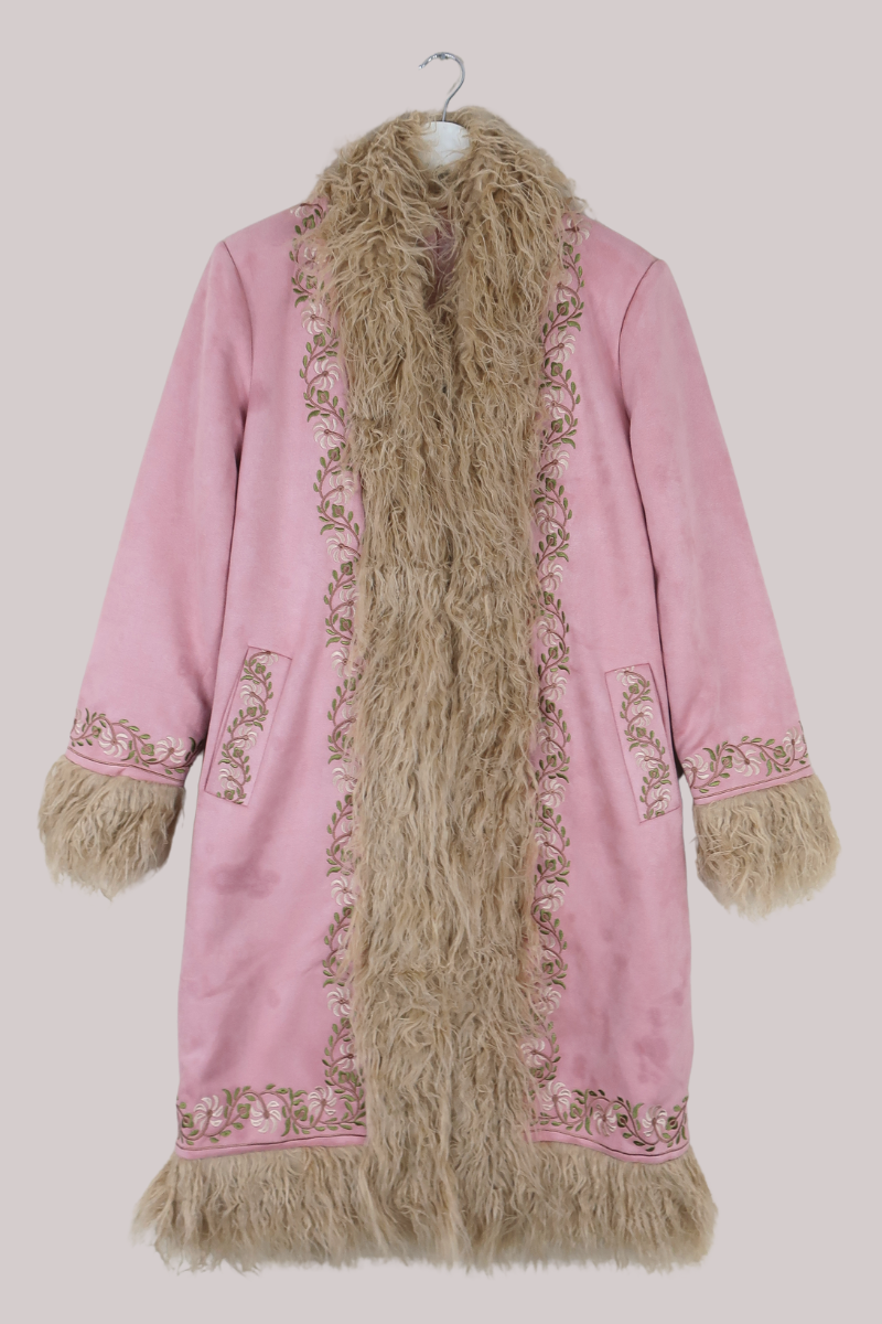 Fleetwood Embroidered Penny Lane Coat in Songbird Pink