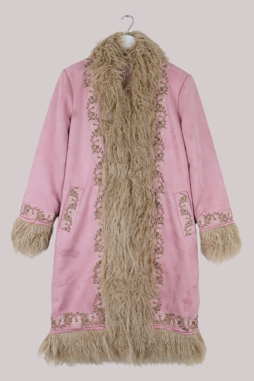 Fleetwood Faux Suede Penny Lane Coat | Powder Pink |All About