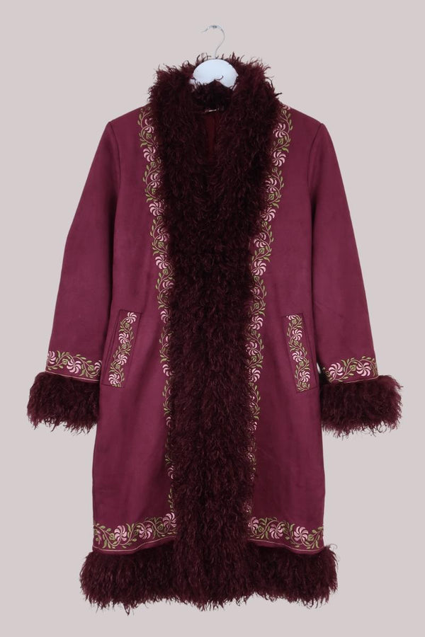 Fleetwood Embroidered Penny Lane Coat in Tango in the Night Burgundy