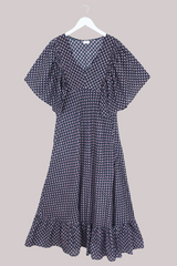 Martha Maxi Dress in Black Ditsy Cosmos - S/M
