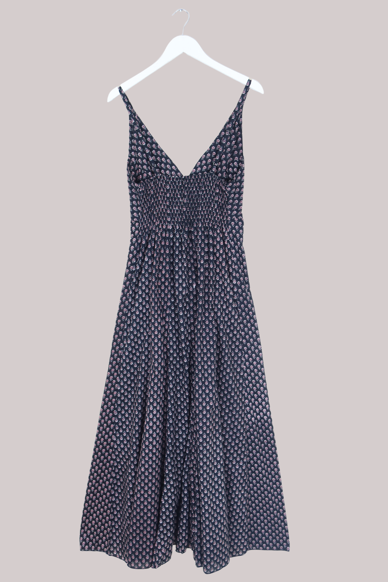 Laura Maxi Dress in Black Ditsy Cosmos