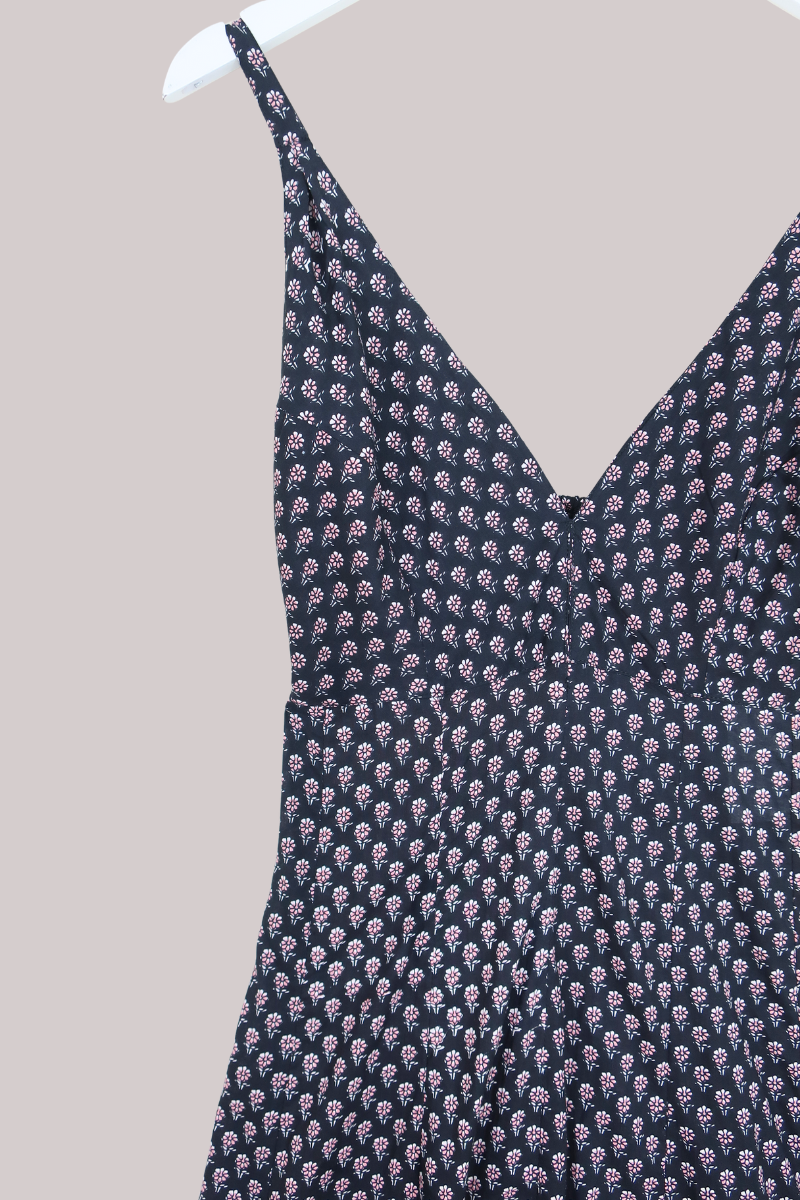 Laura Maxi Dress in Black Ditsy Cosmos