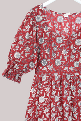 Carmen Maxi Dress in Antique Scarlet Garden