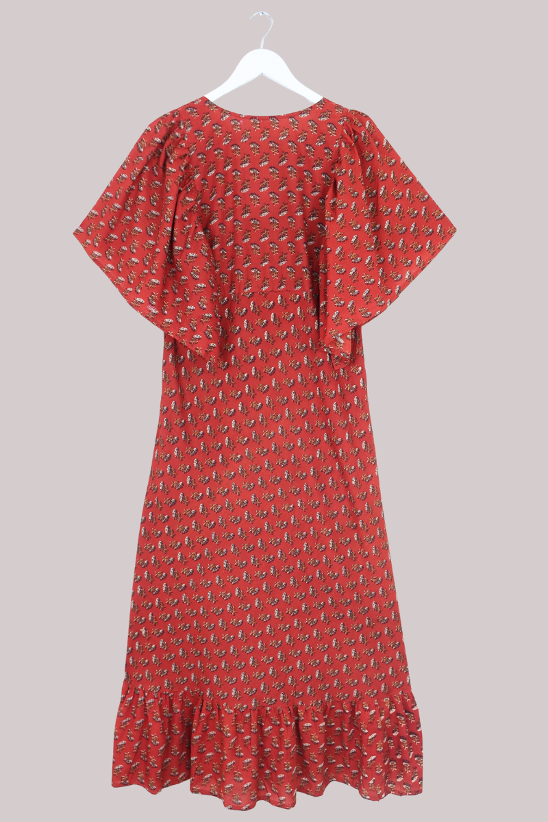 Martha Maxi Dress in Crimson Field Of Dreams - S/M