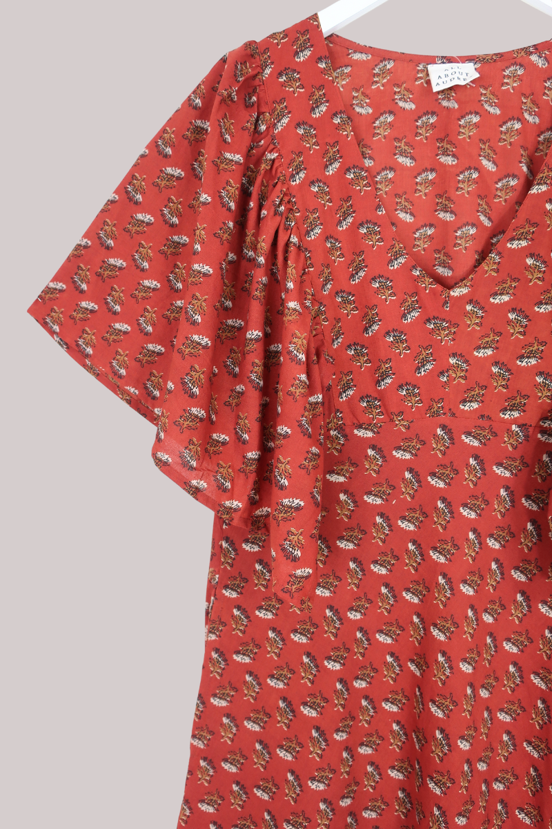 Martha Maxi Dress in Crimson Field Of Dreams - S/M