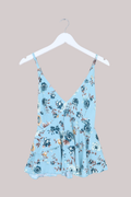 Celeste Babydoll Cami Top in Breeze Blue Roses