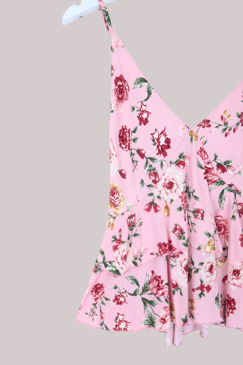 Celeste Babydoll Cami Top in Daydream Pink Roses