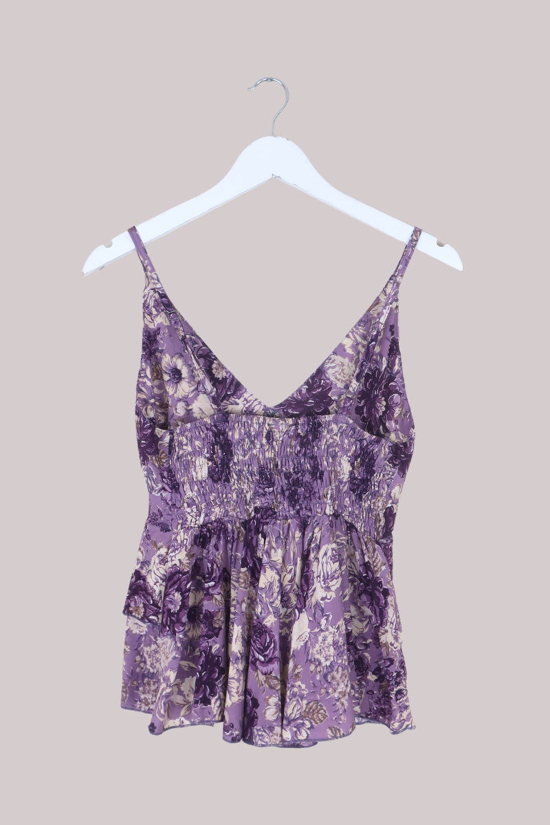 Celeste Babydoll Cami Top in Whisper Purple Floral