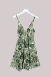 Celeste Babydoll Mini Dress in Eucalyptus Green Floral