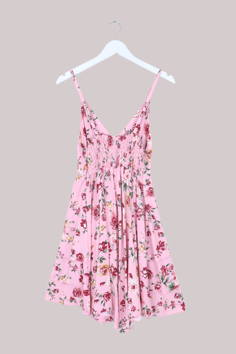 Celeste Babydoll Mini Dress in Daydream Pink Roses