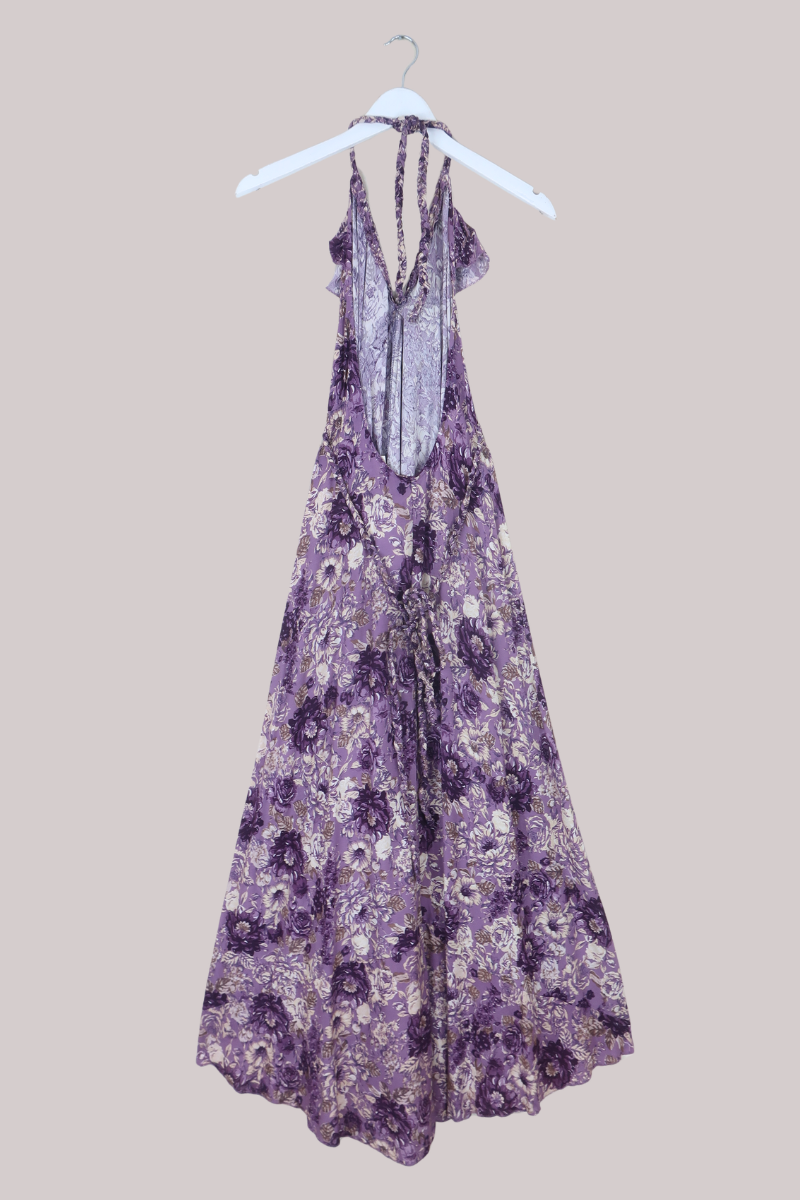 Delphi Braided Halter Maxi Dress in Whisper Purple Floral