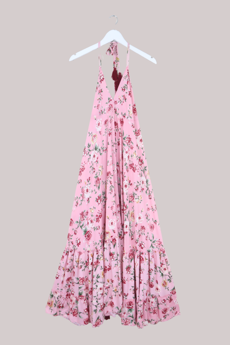 Blossom Halter Maxi Dress in Daydream Pink Roses