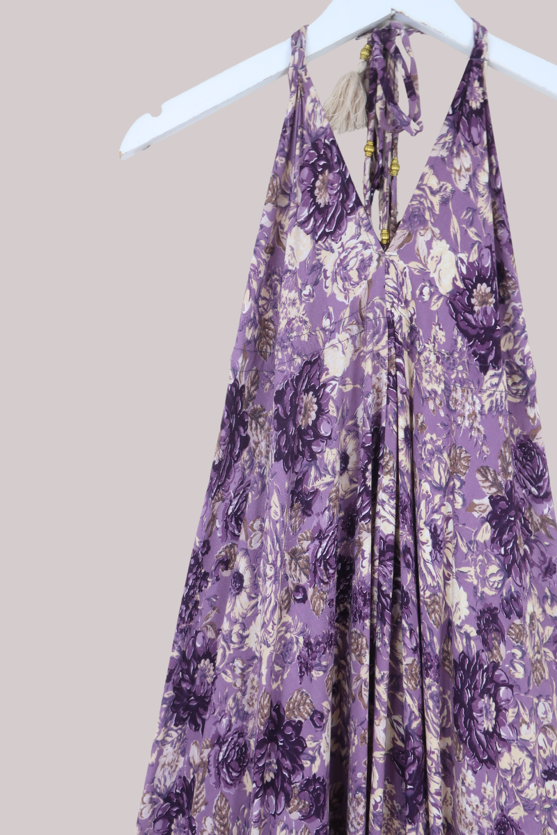 Blossom Halter Maxi Dress in Whisper Purple Floral