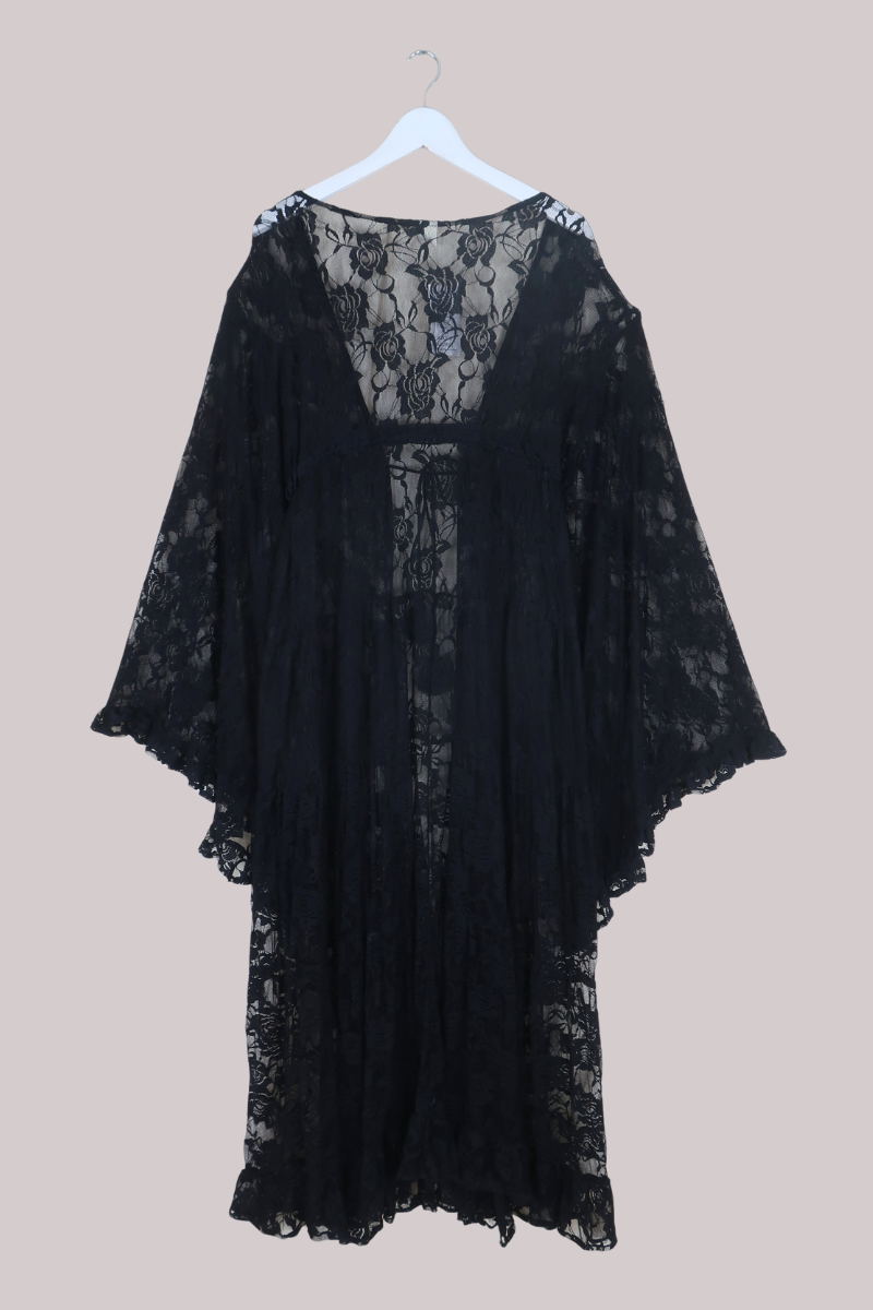 Circe Maxi Gown in Black Swan Chantilly Lace