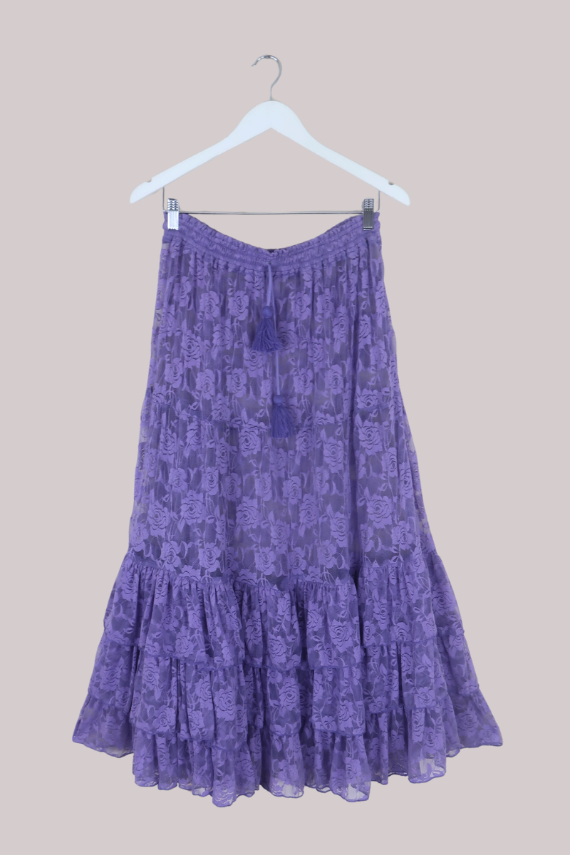 Wendy Maxi Skirt in Periwinkle Purple Chantilly Lace