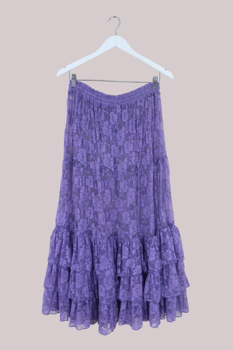 Wendy Maxi Skirt in Periwinkle Purple Chantilly Lace