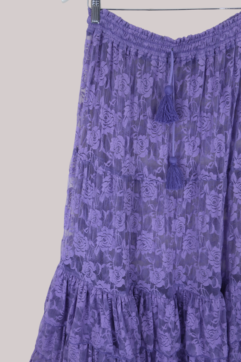 Wendy Maxi Skirt in Periwinkle Purple Chantilly Lace