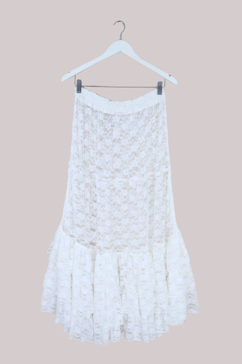 Wendy Maxi Skirt in Parchment Cream Lace