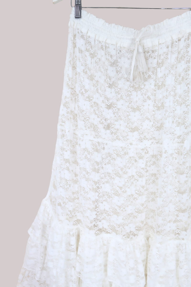 Wendy Maxi Skirt in Parchment Cream Lace