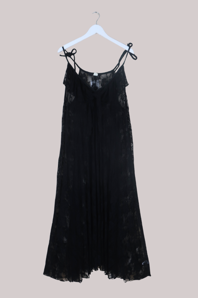 Delphi Maxi Dress in Black Swan Chantilly Lace