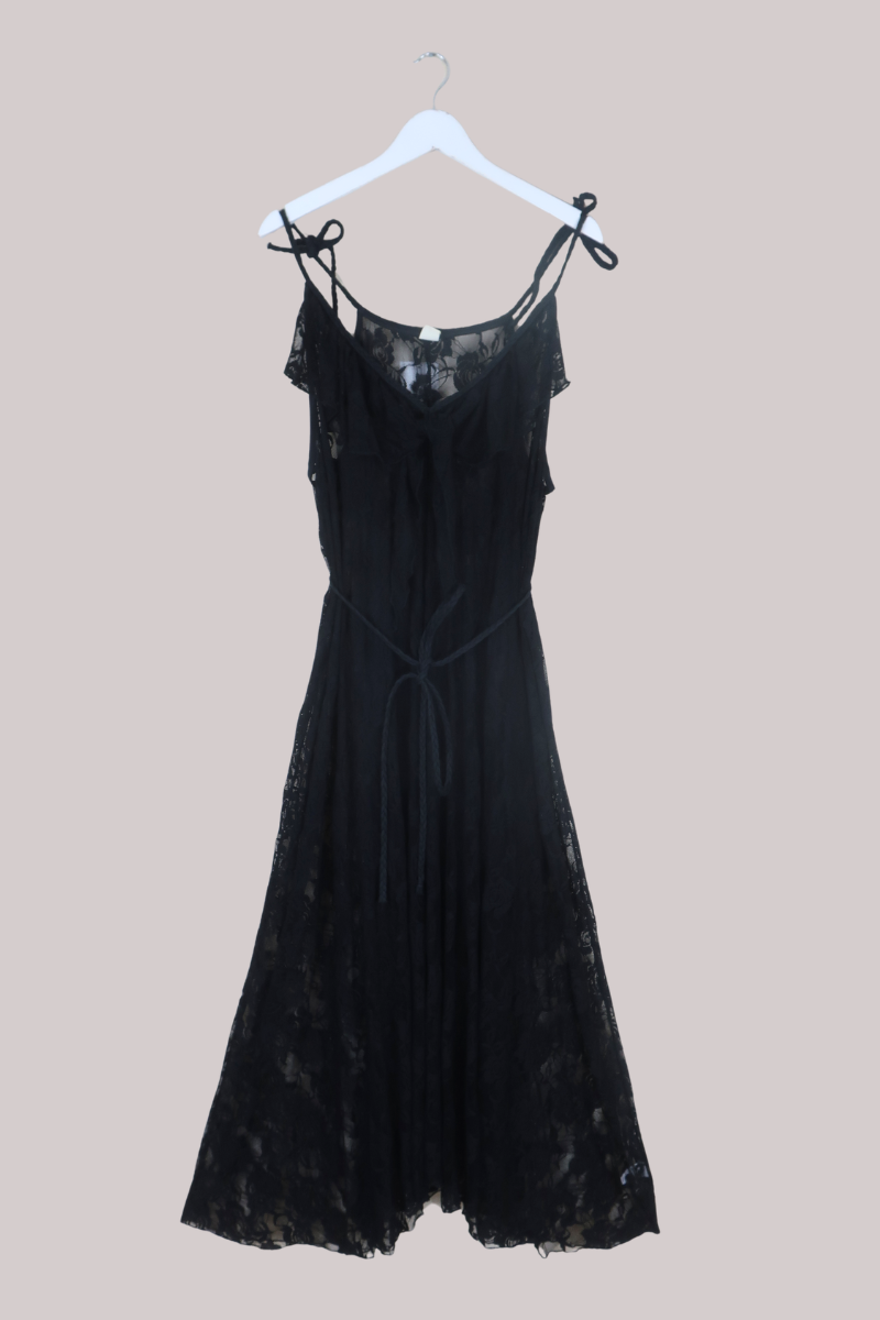 Delphi Maxi Dress in Black Swan Chantilly Lace
