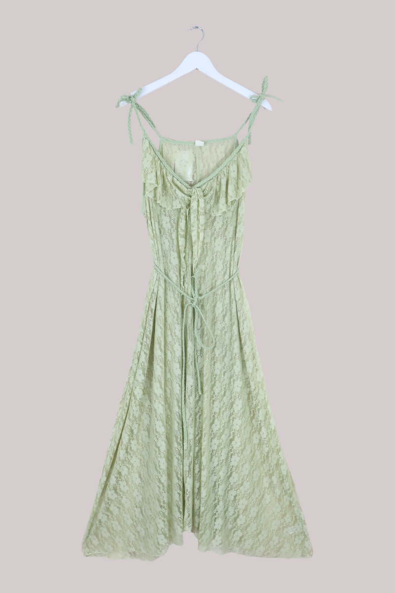 Delphi Maxi Dress in Pistachio Green Chantilly Lace