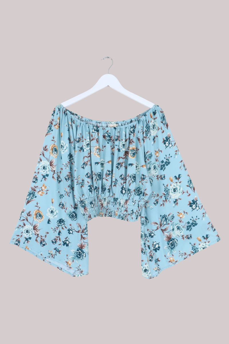 Scorpio Top in Breeze Blue Roses
