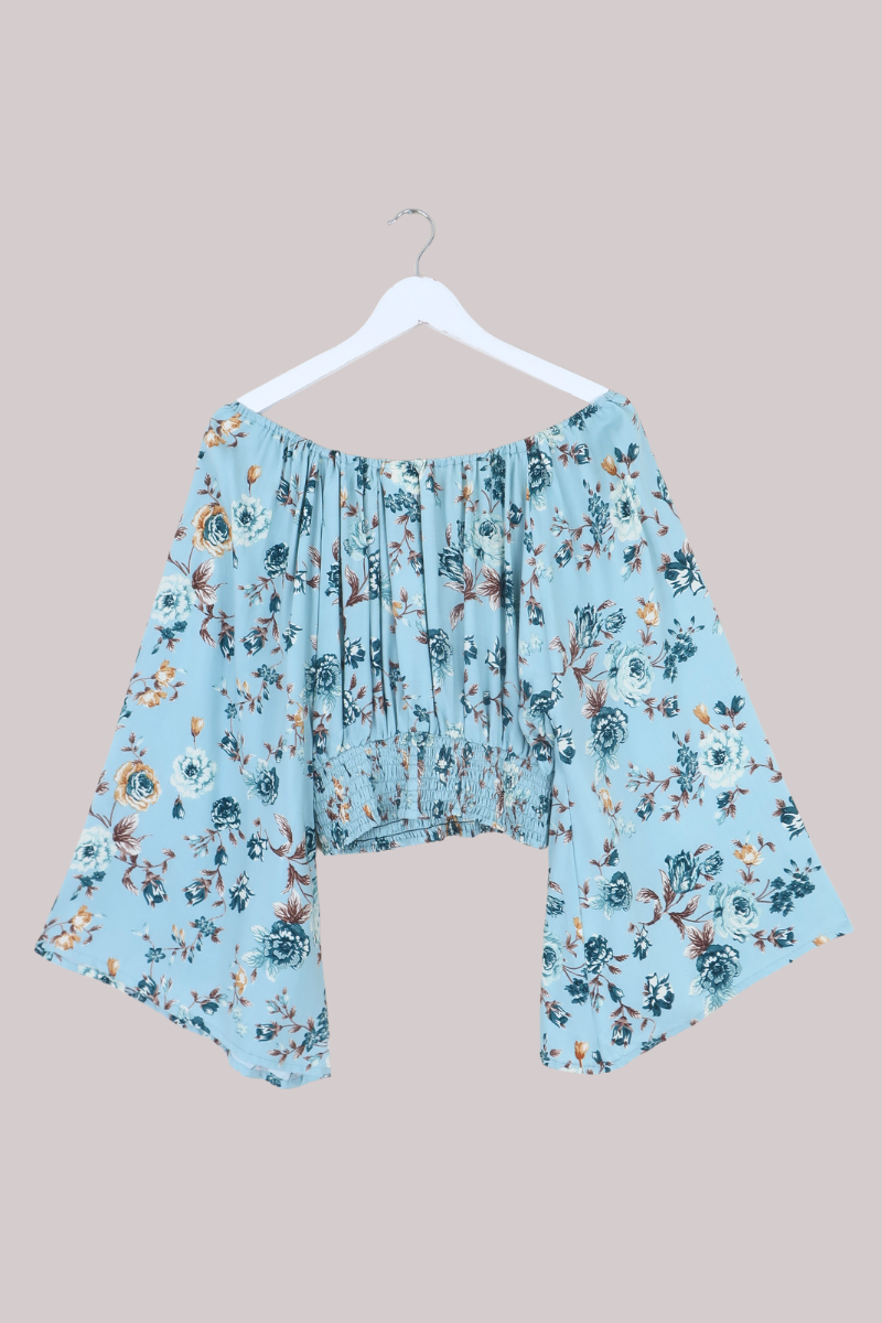 Scorpio Top in Breeze Blue Roses