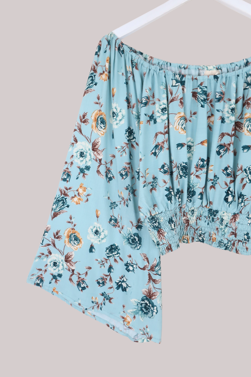 Scorpio Top in Breeze Blue Roses