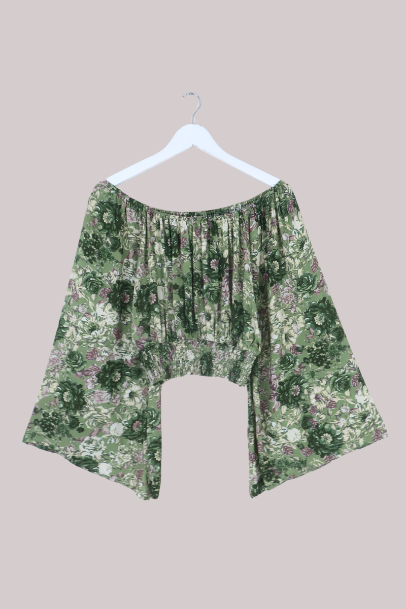 Scorpio Top in Eucalyptus Green Floral