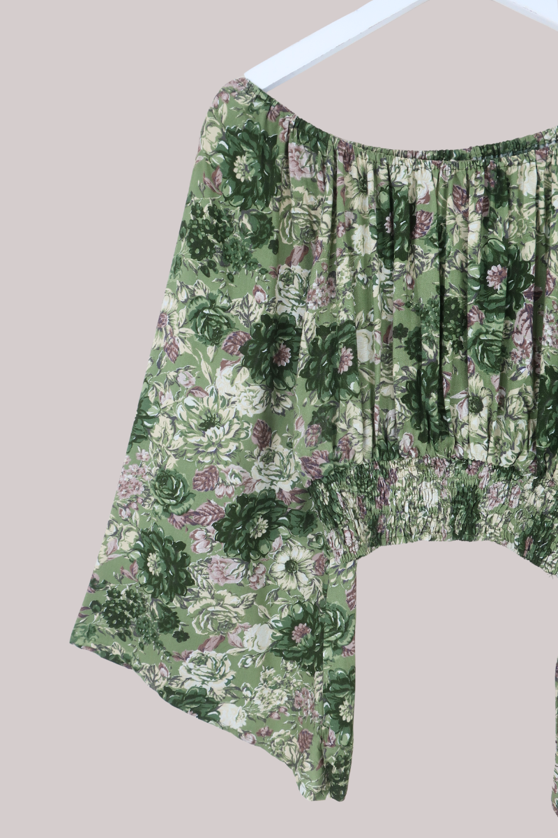 Scorpio Top in Eucalyptus Green Floral