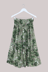 Paloma Ruffle Midi Skirt in Eucalyptus Green Floral