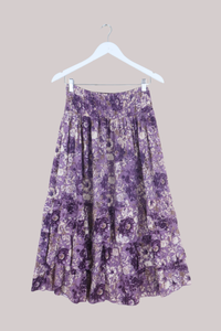 Paloma Ruffle Midi Skirt in Whisper Purple Floral