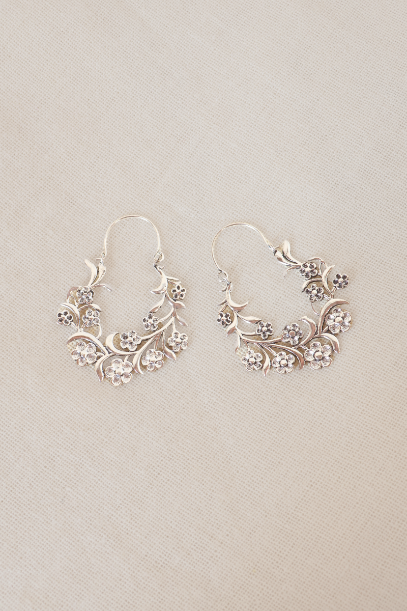 Floral Wreath Silver Plated Earrings
