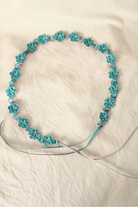 Daisy Chain Leather Belt in Aquamarine Blue - Free Size