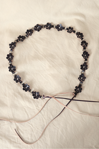 Daisy Chain Leather Belt in Black Orchid - Free Size