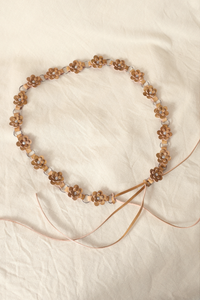 Daisy Chain Leather Belt in Fawn Beige - Free Size