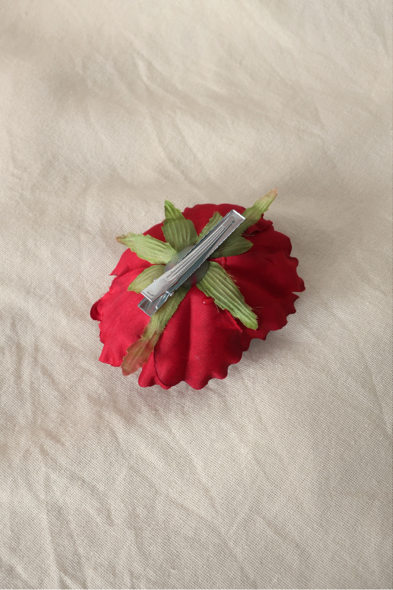 Merlot Red Flower Barrette