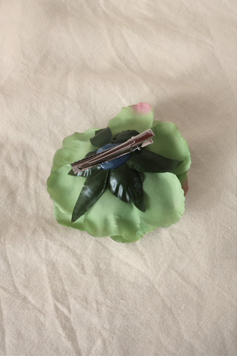 Jade Green Flower Barrette