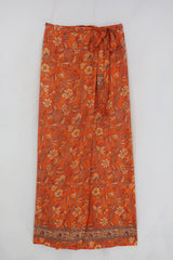 River Folklore Floral Wrap Skirt in Maple Orange