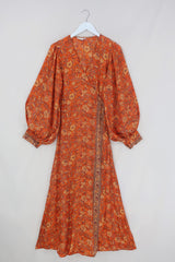 Lola Folklore Floral Wrap Dress in Maple Orange by all about audrey